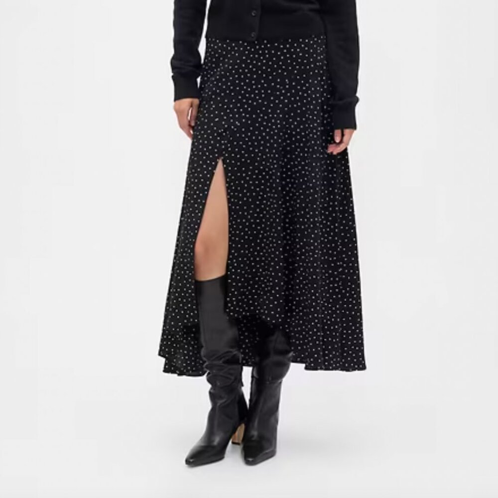 NWT GAP Black & White Polka Dot Midi Skirt